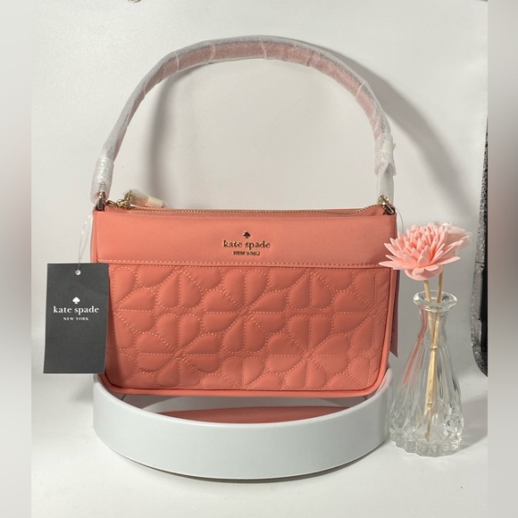 Kate Spade Pink Flower Quilted Fabric Convertible Wristlet NWT